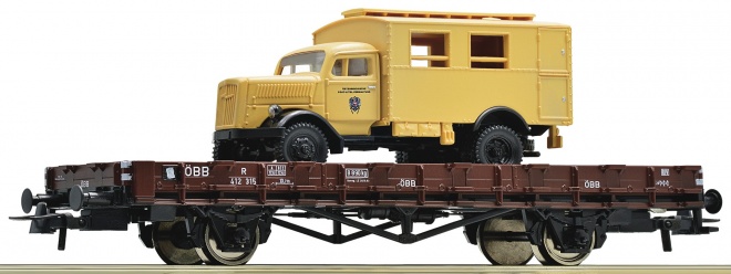 Flat car loaded with Mail truck Opel Blitz<br /><a href='images/pictures/Roco/179200.jpg' target='_blank'>Full size image</a>